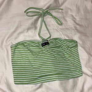 self tie stripped halter top